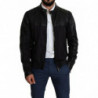 Giubbotto bomber da uomo con zip intera in nylon nero - IT52 - XL
