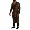 Maglione cardigan in lana leopardata marrone - IT48 - M
