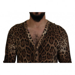 Maglione cardigan in lana leopardata marrone - IT48 - M