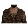 Maglione cardigan in lana leopardata marrone - IT48 - M