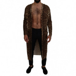 Maglione cardigan in lana leopardata marrone - IT48 - M