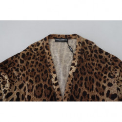 Maglione cardigan in lana leopardata marrone - IT48 - M