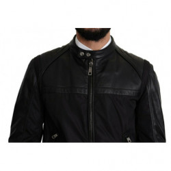 Giubbotto bomber da uomo con zip intera in nylon nero - IT48 - M