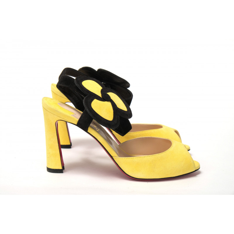 Sandalo fiore giallo nero con punta aperta - EU35/US4.5
