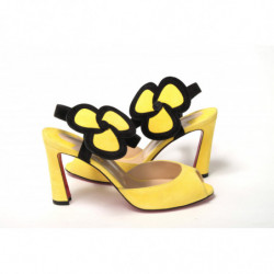 Sandalo fiore giallo nero con punta aperta - EU35/US4.5