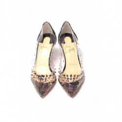 Sandalo Spikes in Pvc Nero Perlescente con Tacco - EU35.5/US5