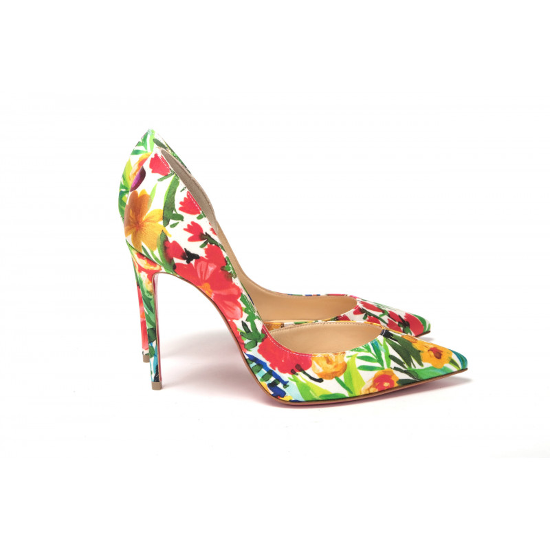 Scarpe décolleté tacco alto stampate fiori multicolori - EU35/US4.5