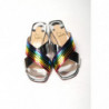 Sandalo mulo argento con righe arcobaleno e argento - EU35/US4.5