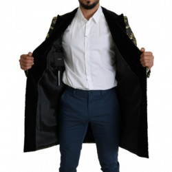Giacca SICILIA Cappotto Lungo Jacquard Nero Oro - IT52 - XL
