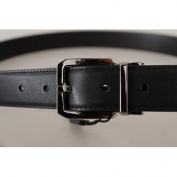 Cintura fibbia metallo logo inciso pelle vitello nera - 100 CM / 40