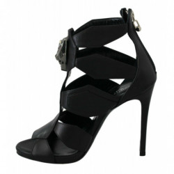 Scarpe spillo pipistrello tacco alto pelle nera - EU37/US6.5