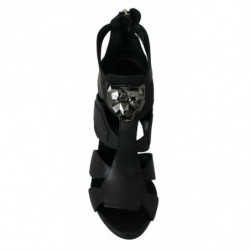 Scarpe spillo pipistrello tacco alto pelle nera - EU37/US6.5