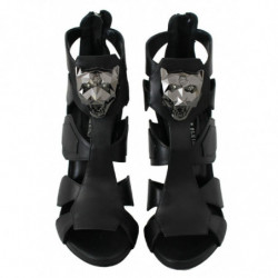 Scarpe spillo pipistrello tacco alto pelle nera - EU37/US6.5