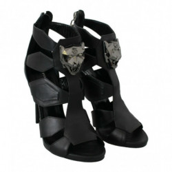 Scarpe spillo pipistrello tacco alto pelle nera - EU37/US6.5