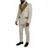 Abito slim fit smoking a righe oro bianco sporco - IT48 - M