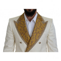 Abito slim fit smoking a righe oro bianco sporco - IT48 - M
