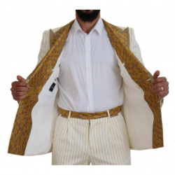Abito slim fit smoking a righe oro bianco sporco - IT48 - M