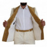 Abito slim fit smoking a righe oro bianco sporco - IT48 - M