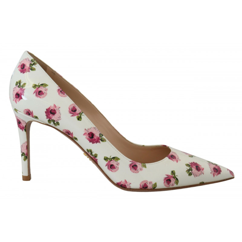 Décolleté con tacchi a spillo floreali in pelle bianca - EU36.5/US6