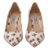 Décolleté con tacchi a spillo floreali in pelle bianca - EU39/US8.5