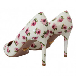 Décolleté con tacchi a spillo floreali in pelle bianca - EU39/US8.5
