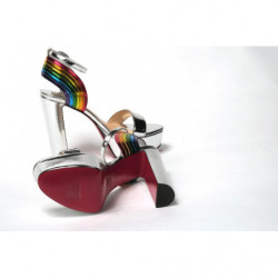 Tacco con plateau Argento/Multi Arendisc Alta - EU38/US7.5