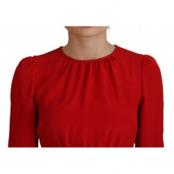 Abito al ginocchio a trapezio in seta rossa - IT38 - XS
