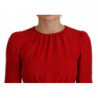 Abito al ginocchio a trapezio in seta rossa - IT38 - XS