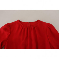 Abito al ginocchio a trapezio in seta rossa - IT38 - XS