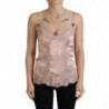 Lingerie canotta con rose di pizzo in raso rosa - IT40-S