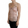 Lingerie canotta con rose di pizzo in raso rosa - IT40-S