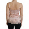Lingerie canotta con rose di pizzo in raso rosa - IT40-S