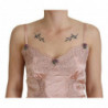 Lingerie canotta con rose di pizzo in raso rosa - IT40-S