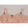 Lingerie canotta con rose di pizzo in raso rosa - IT40-S