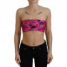 Camicetta corta con reggiseno con stampa di giornale rosa - XXS