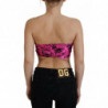 Camicetta corta con reggiseno con stampa di giornale rosa - XXS