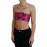 Camicetta corta con reggiseno con stampa di giornale rosa - XXS