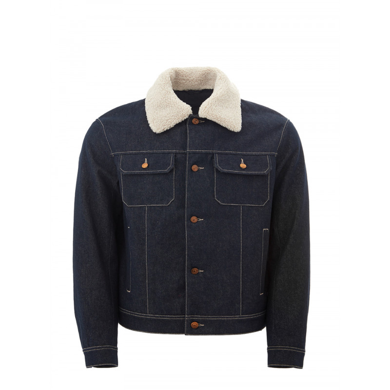 Giacca trapuntata in denim con dettagli Sherpa - M
