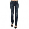 Pantaloni skinny denim vita bassa stampa giornale blu - W24