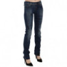 Pantaloni skinny denim vita bassa stampa giornale blu - W24