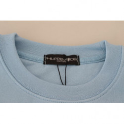 Maglione a maniche lunghe stampato con logo azzurro - IT38-XS