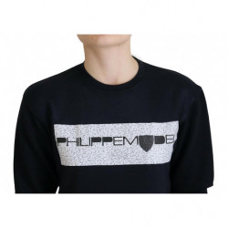 Maglione pullover a maniche lunghe stampato nero - IT38-XS
