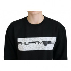 Maglione pullover a maniche lunghe stampato nero - IT38-XS