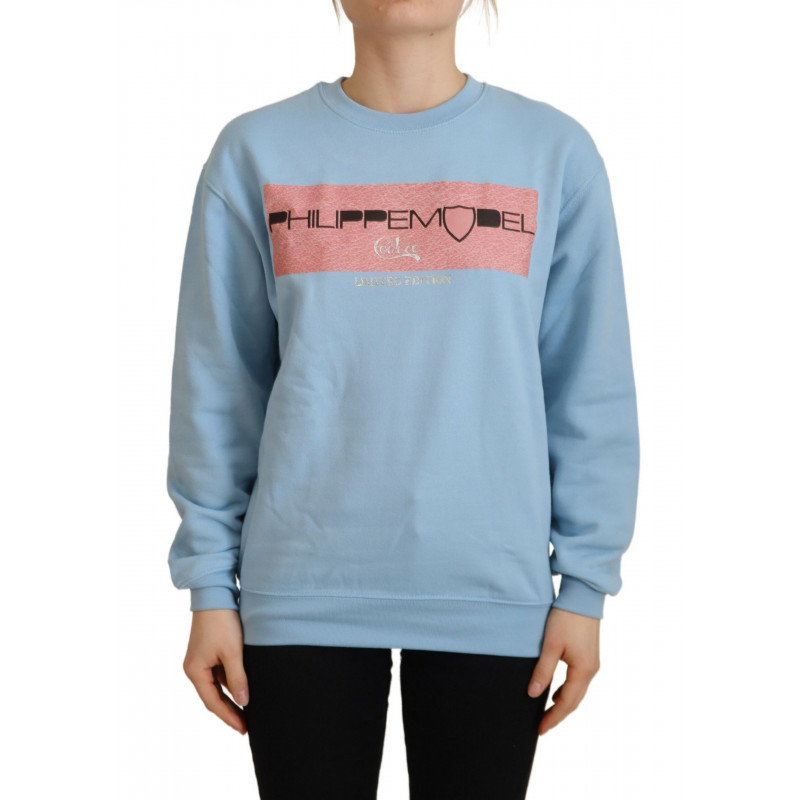 Maglione a maniche lunghe stampato con logo azzurro - IT38-XS