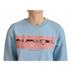 Maglione a maniche lunghe stampato con logo azzurro - IT38-XS