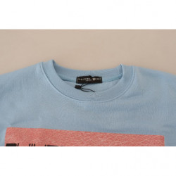 Maglione a maniche lunghe stampato con logo azzurro - IT38-XS
