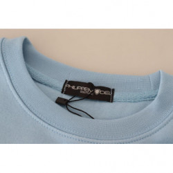 Maglione a maniche lunghe stampato con logo azzurro - IT38-XS