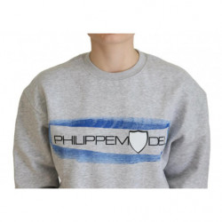Maglione pullover a maniche lunghe stampato grigio - IT40-S