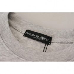 Maglione pullover a maniche lunghe stampato grigio - IT40-S