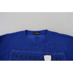 Maglione pullover a maniche lunghe stampato blu - IT38-XS